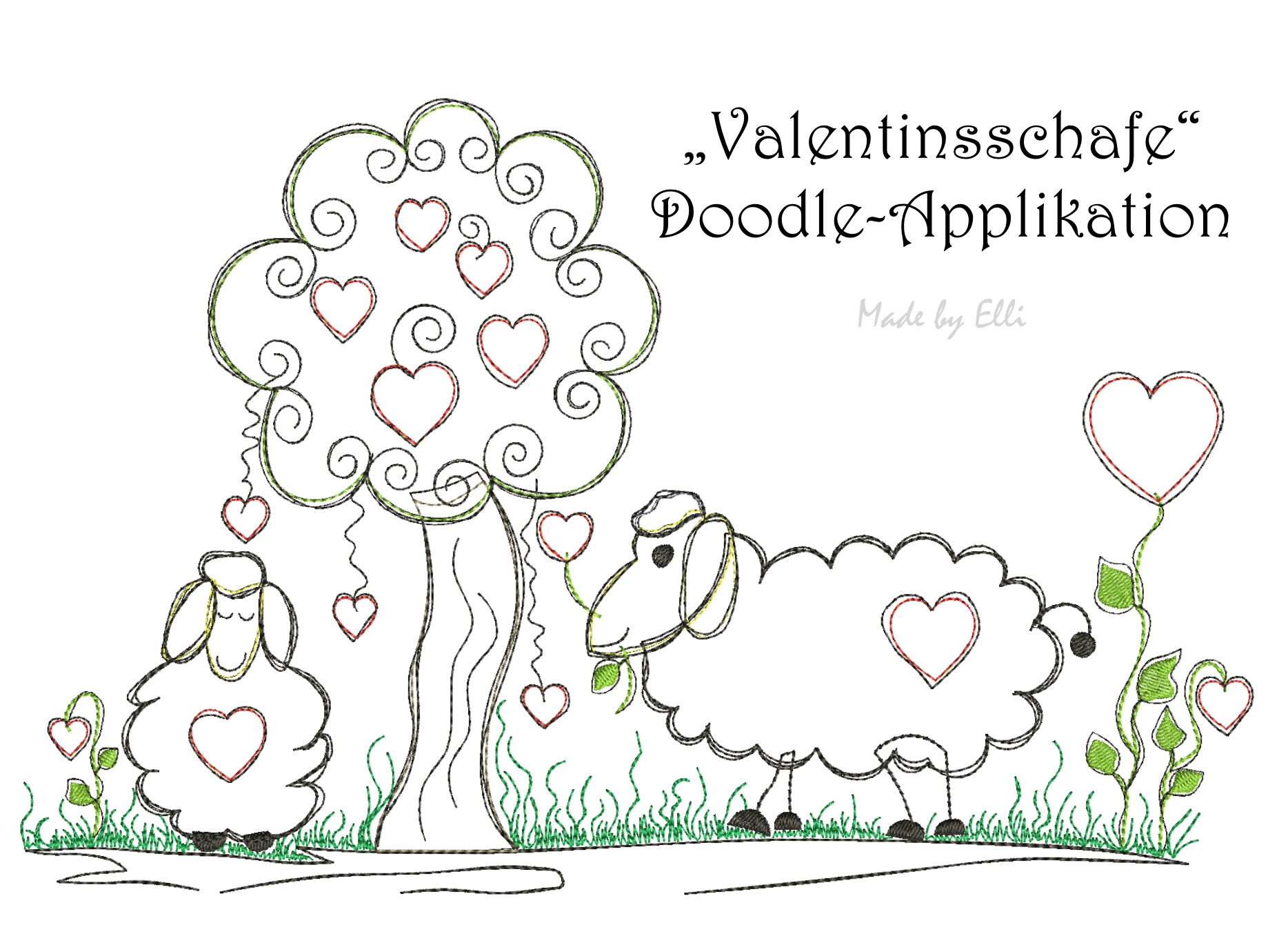Valentinsschafe - Doodle-Applikation