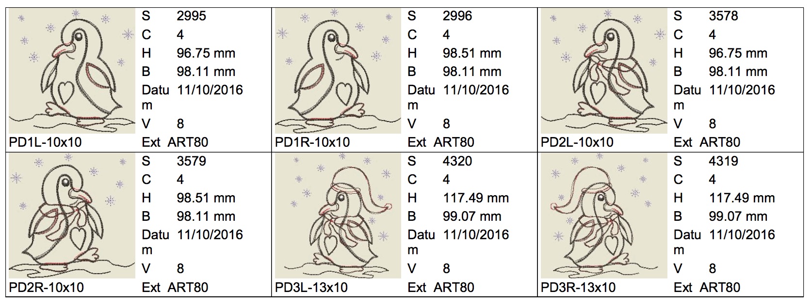 Dateimaße Pinguin Doodles
